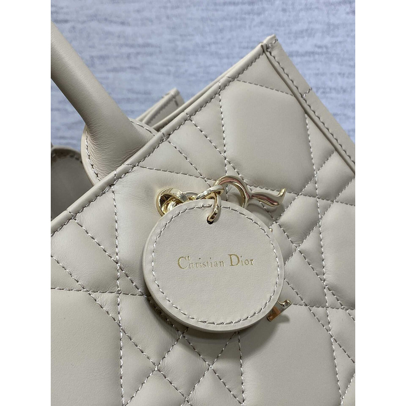 D*or medium D*or book tote beige macrocannage calfskin