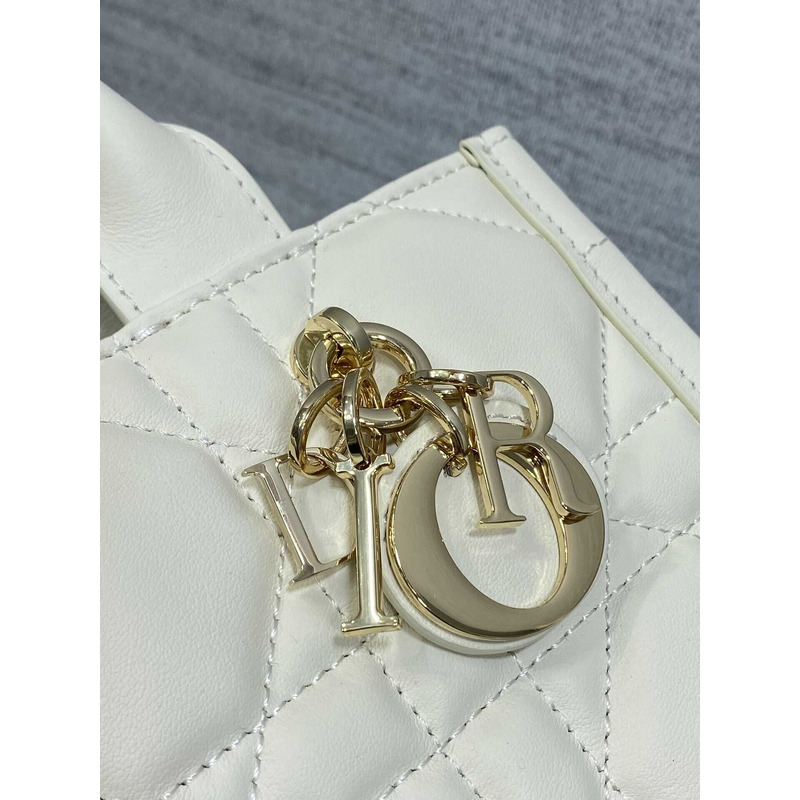 D*or mini D*or book tote macrocannage calfskin latte