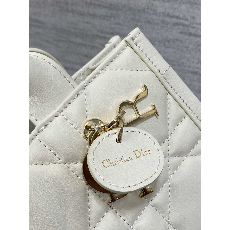 D*or mini D*or book tote macrocannage calfskin latte