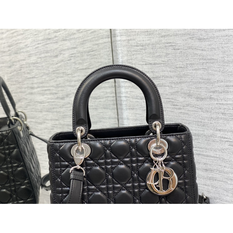 D*or medium lady D*or bag cannage lambskin black