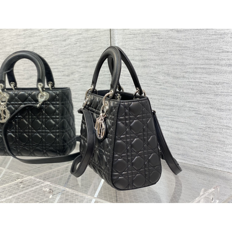 D*or medium lady D*or bag cannage lambskin black