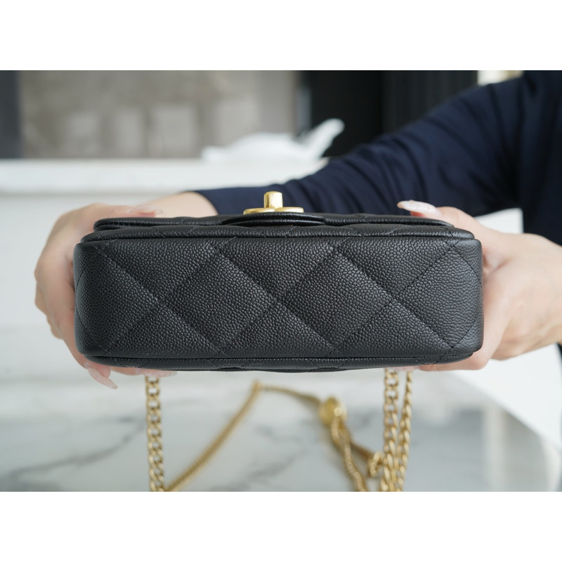 Ch*el love adjustable buckle chain bag black