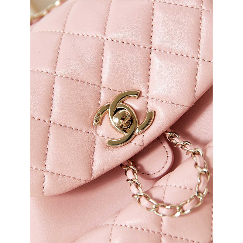 Ch*el small backpa calfskin & gold-tone metal pink