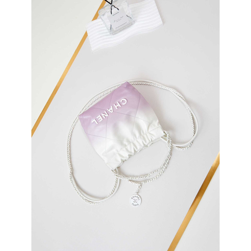 Ch*el handbag patent gradient calfskin & lacquered metal white & purple