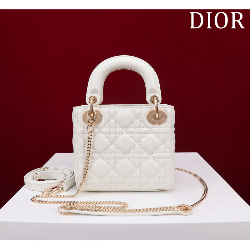 D*or mini lady D*or bag latte cannage lambskin