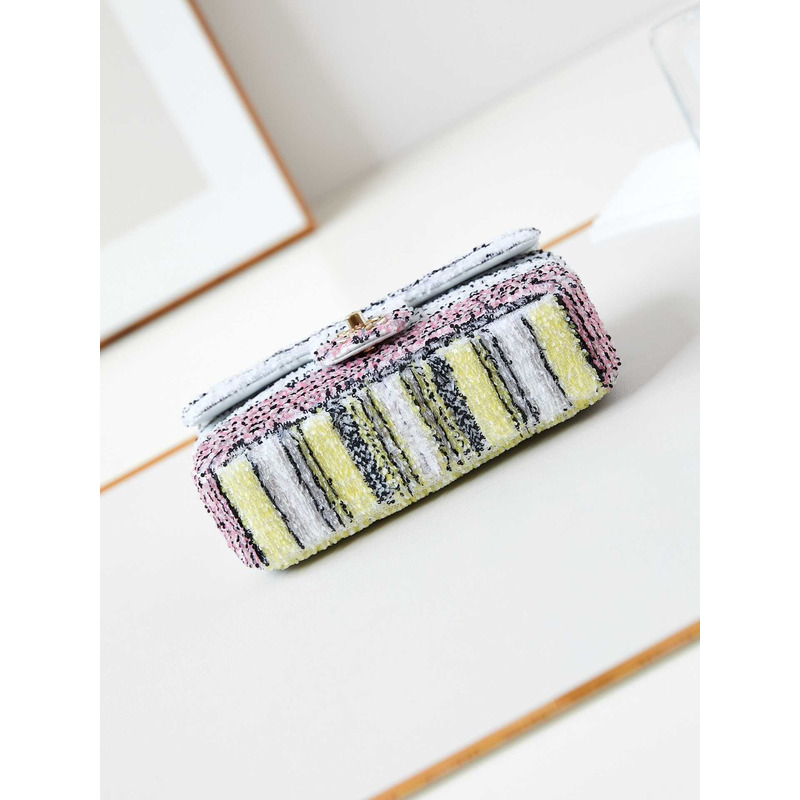 Ch*el small envelope bag sequins and gold metal multicolor