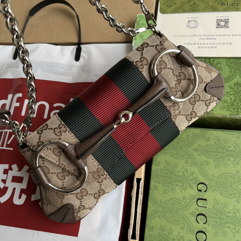 G*u*i horsebit chian small shoulder bag beige