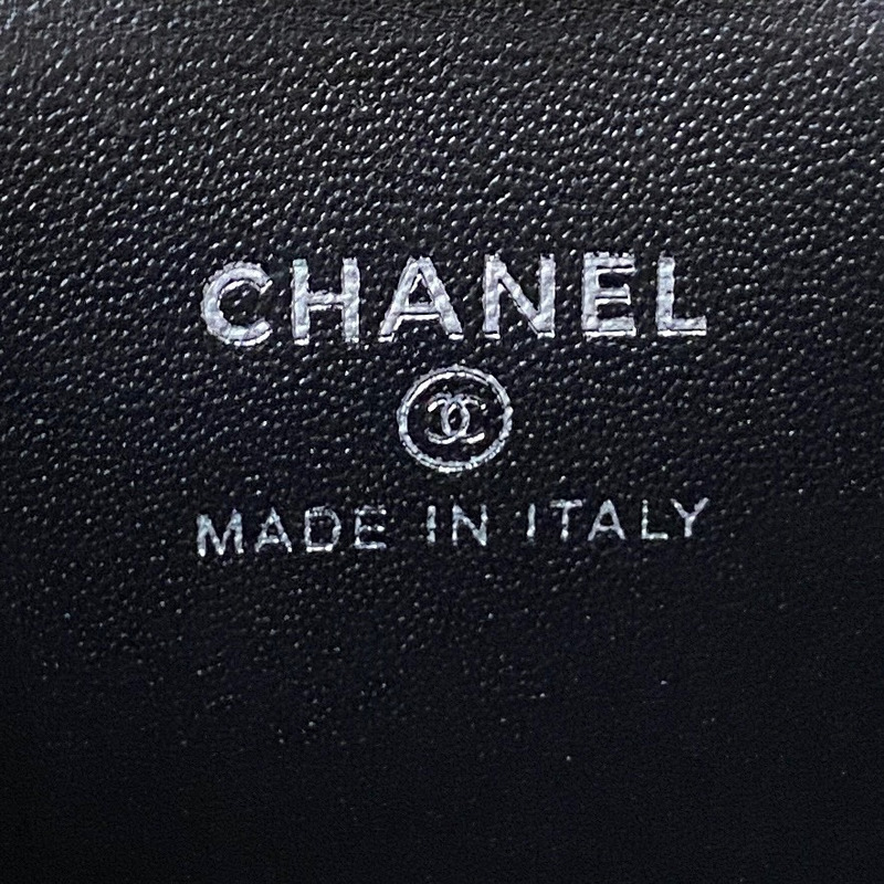 Ch*el rhombus sheepskin leather chain shoulder silver buckle chain belt shoulder bag black