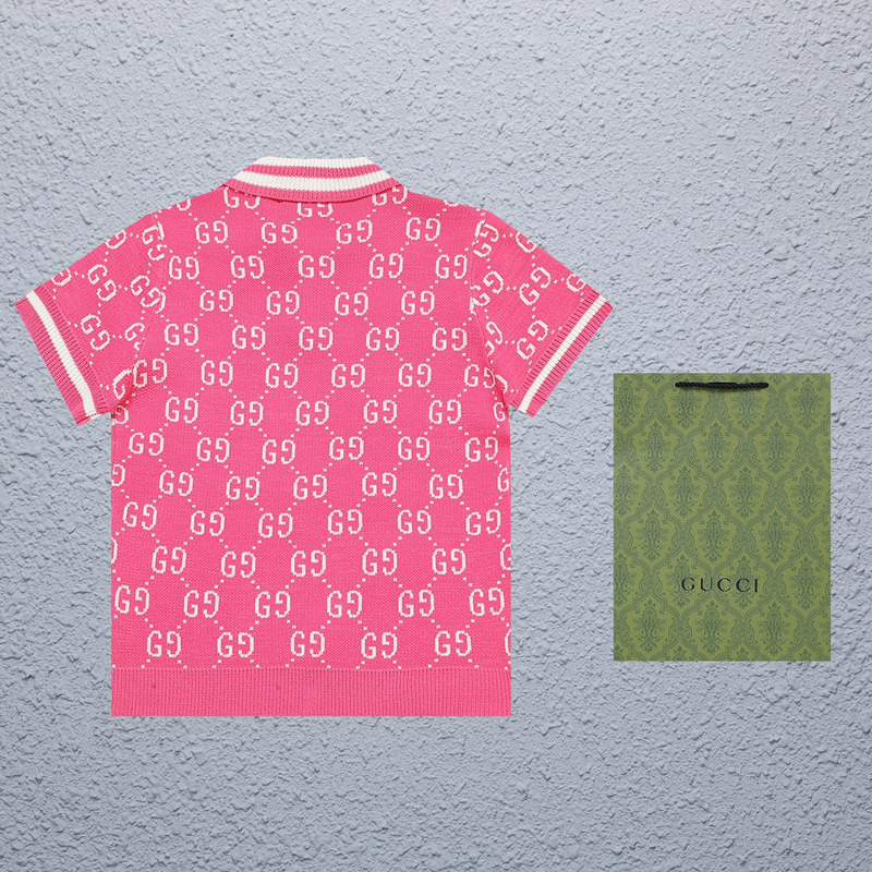 G*u*i polo shirt with interlocking g pink