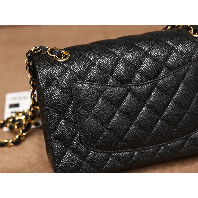 Ch*el small caviar gold classic flap bag black