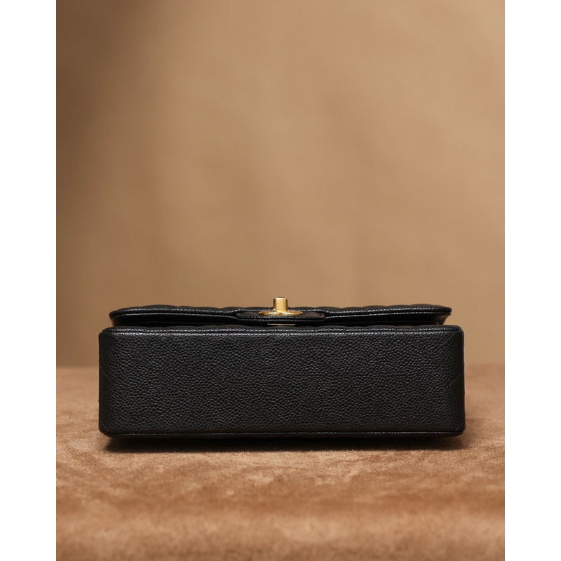Ch*el small caviar gold classic flap bag black