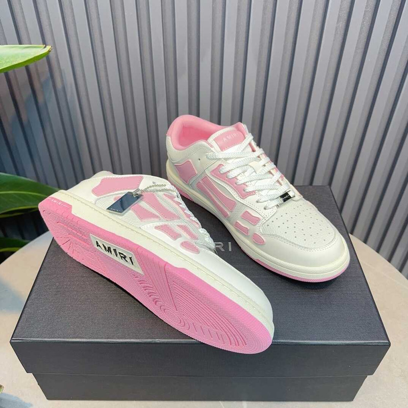 AMIRI White Pink Skeleton Sneakers