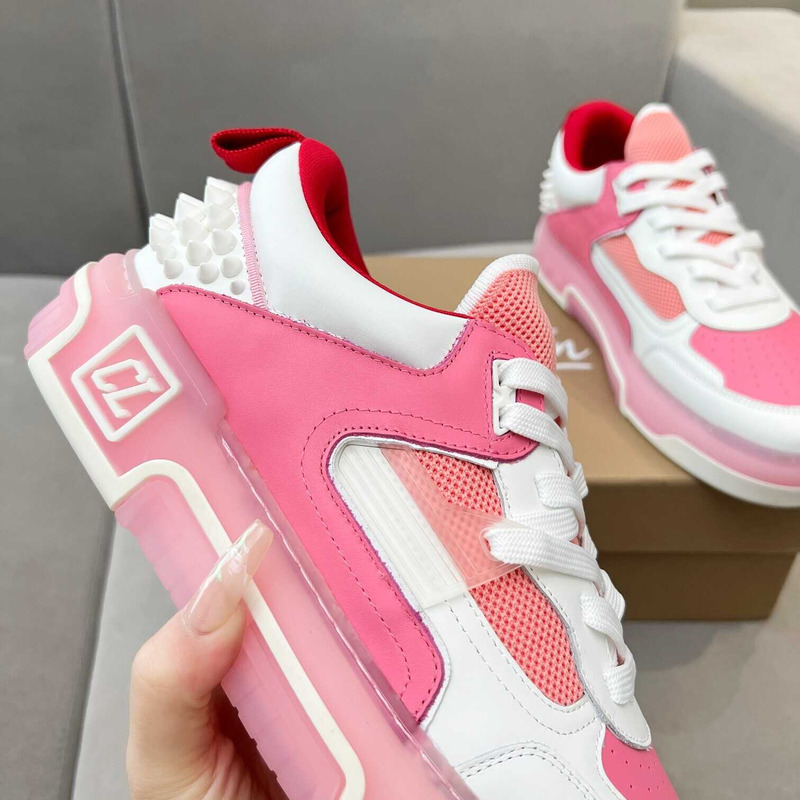 Ch**an louboutin astroloubi lace-up sneakers white pink