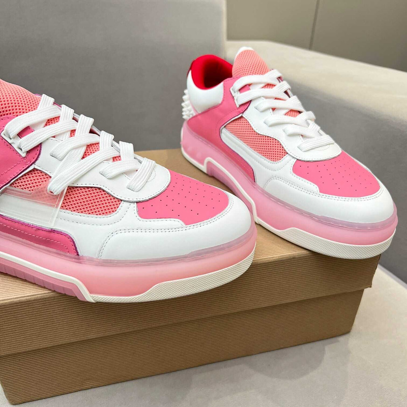 Ch**an louboutin astroloubi lace-up sneakers white pink