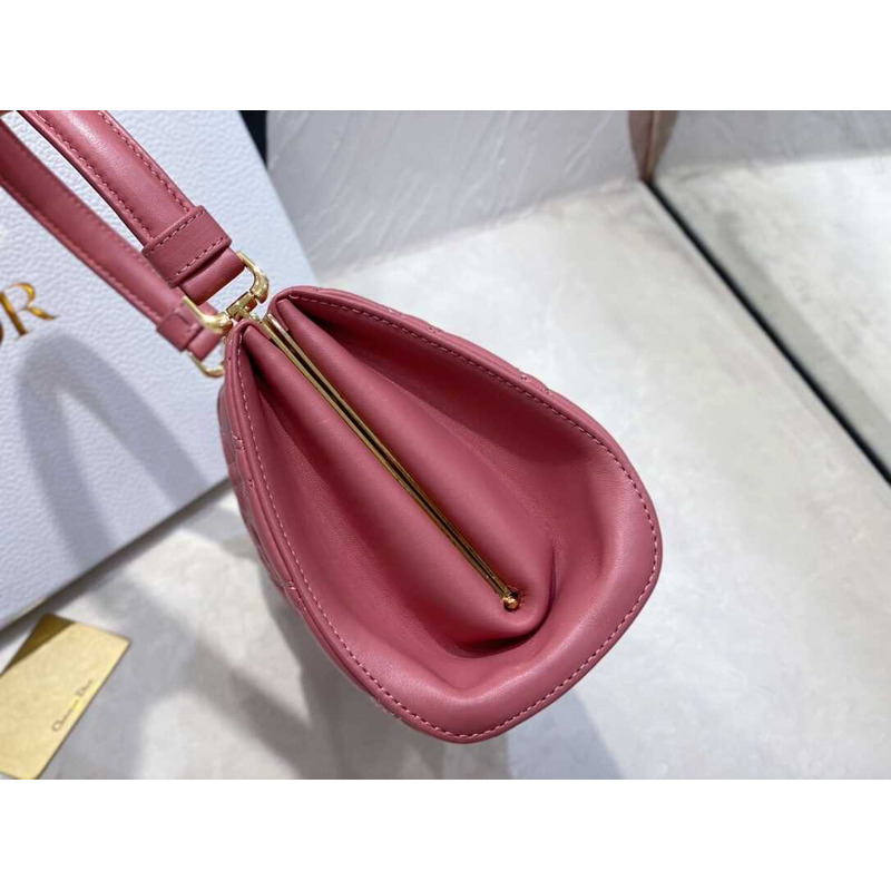 D*or caro cannage frame bag pink leather