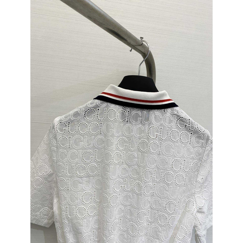 G*u*i cotton lace polo dress white