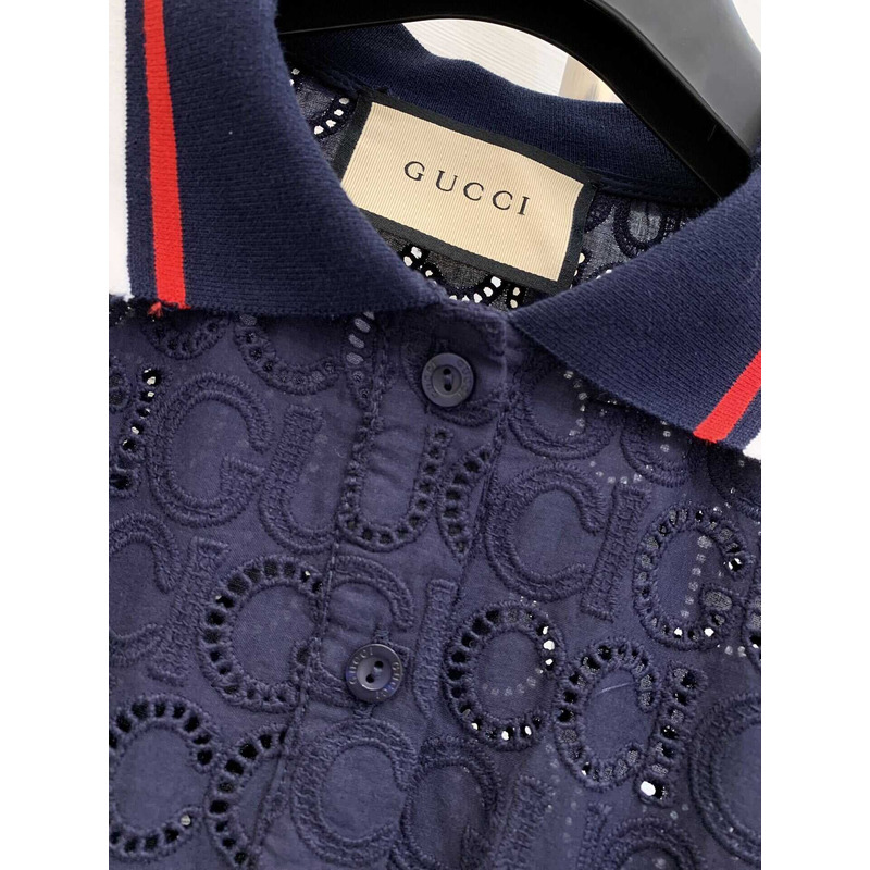 G*u*i cotton lace polo dress blue
