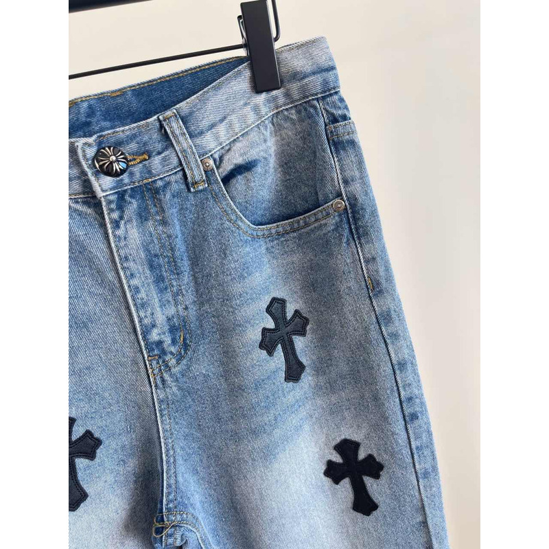 Chrome Heart Logo Jeans Blue