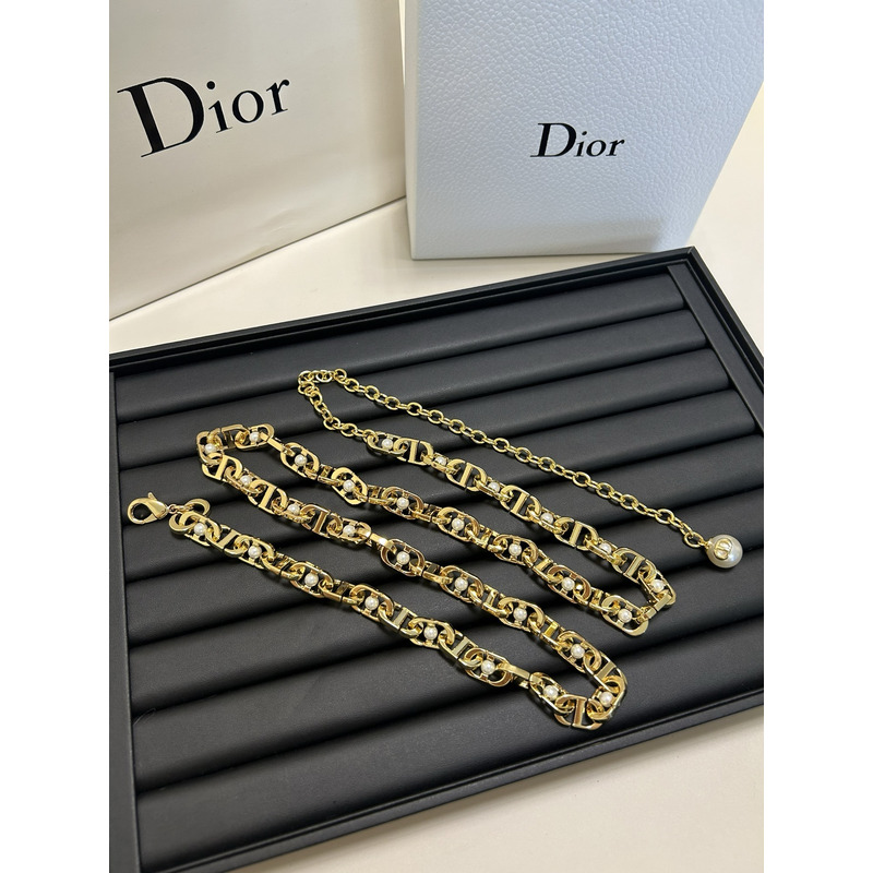 D*or montaigne jolie chain belt gold-finish meatal and white resin pearls