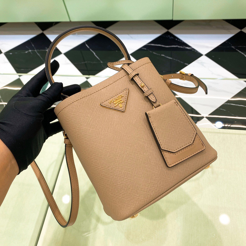 Pra*a saffiano leather Pra*a panier bag brown