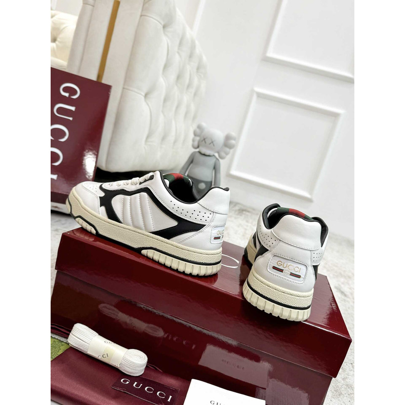 G*u*i re-web sneaker with white and leather piping black