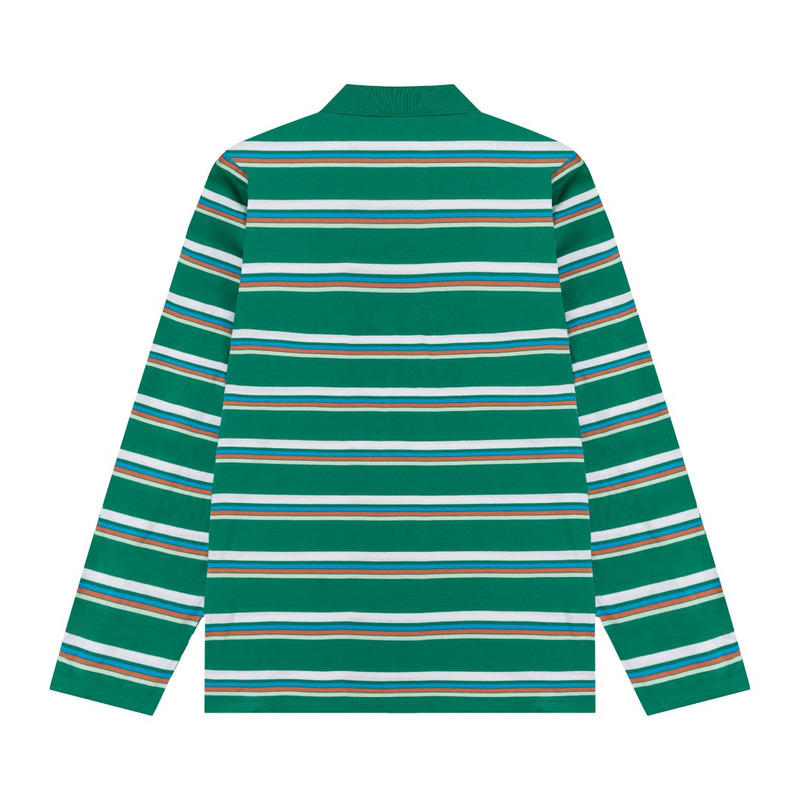 Miu Miu Jersey Polo Shirt Stripes Cotton Green