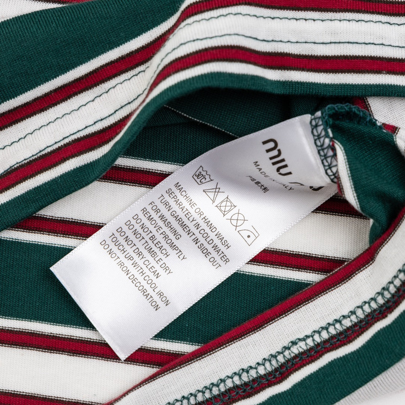 Miu Miu Jersey T-shirt Stripes Cotton Dark Green