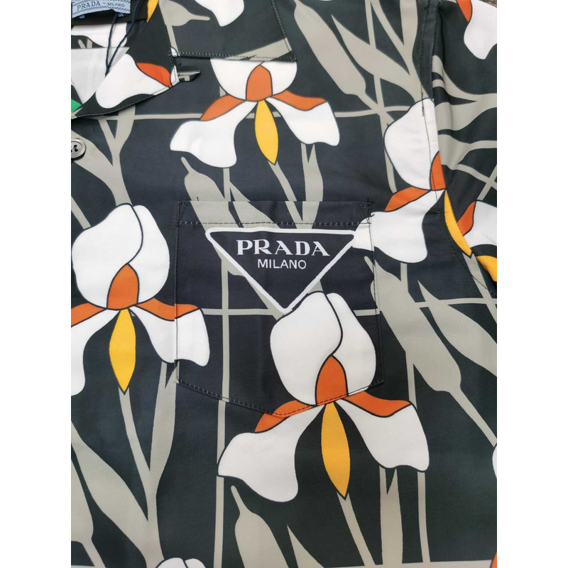 Pra*a double match cotton shirt bicolor