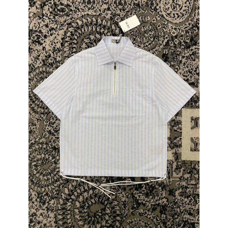 D*or striped half-zip shirt blue