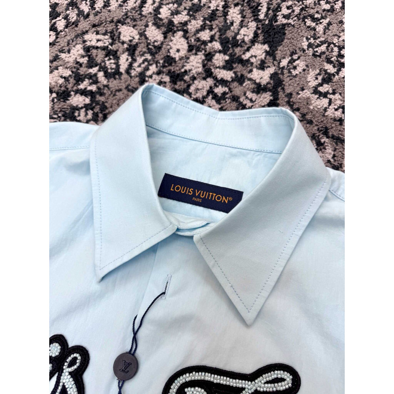 l**is V*t*n embroidered cotton shirt  sky blue