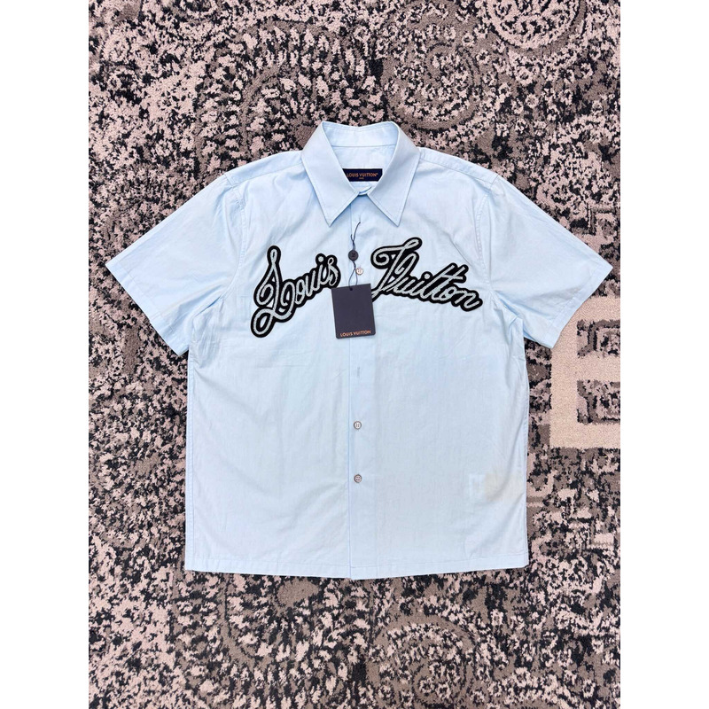 l**is V*t*n embroidered cotton shirt  sky blue