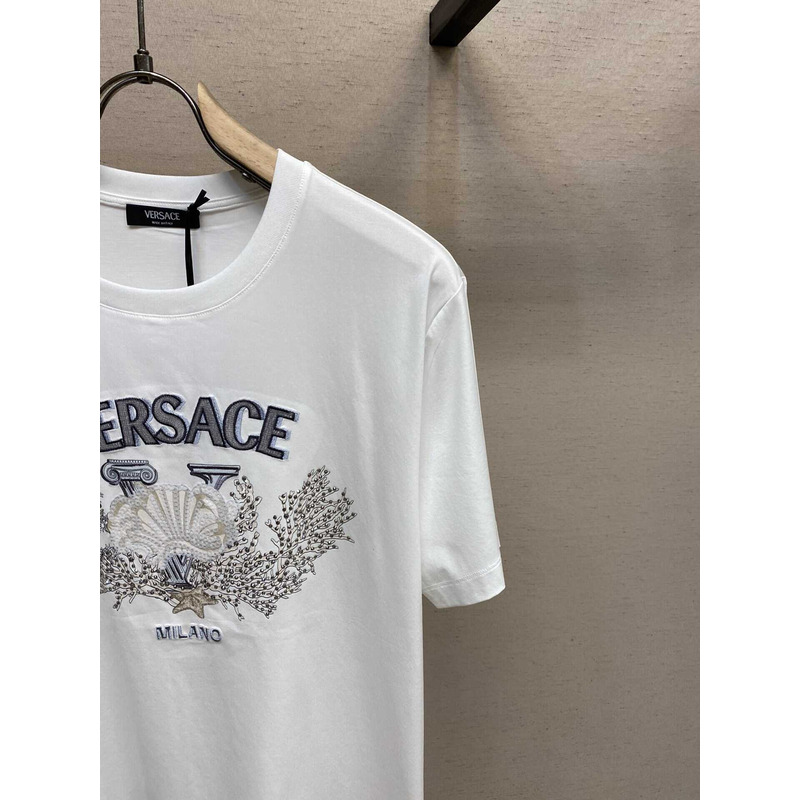 Versace Embroidered University Coral T-shirt White