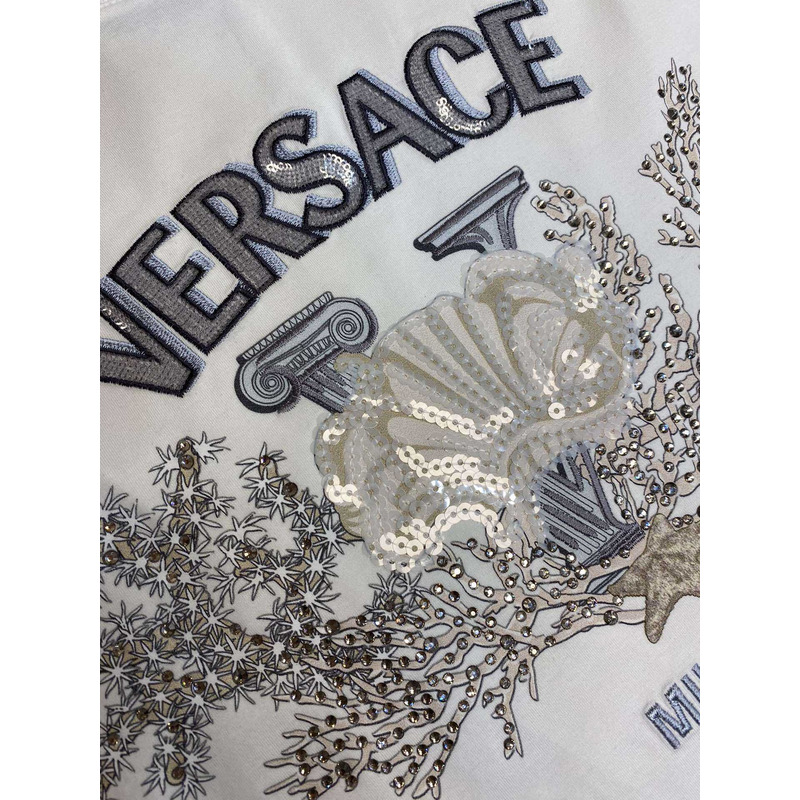 Versace Embroidered University Coral T-shirt White