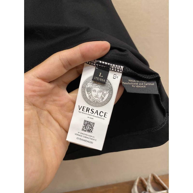 Versace Embroidered University Coral T-shirt Black