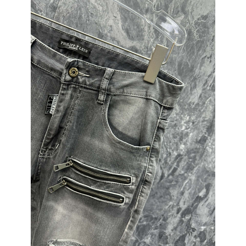 Philipp Plein Ripped Casual Wash Jeans Black