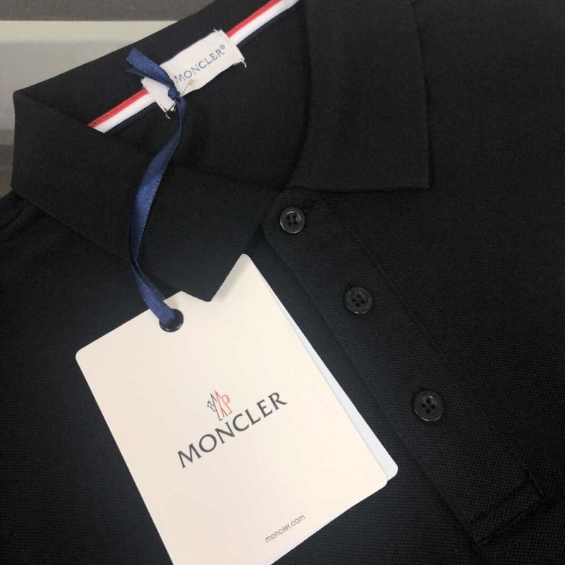 Moncler Logo-embroidered Polo Shirt Cotton Black