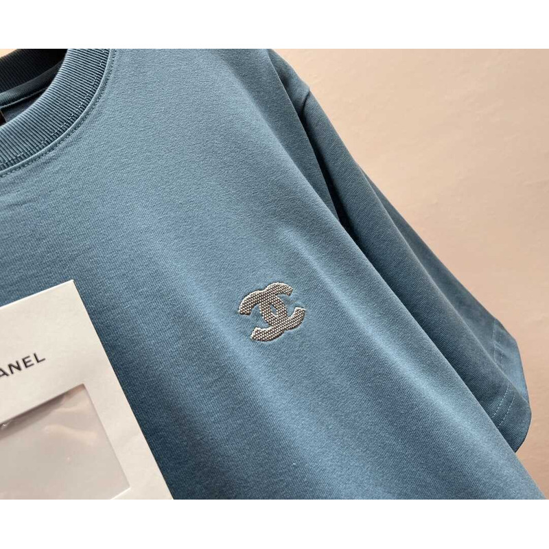Ch*el cotton t-shirt blue