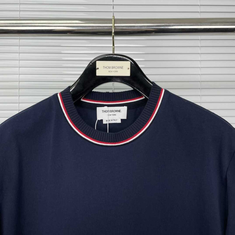 Thom Browne Cotton T-Shirt Navy Blue