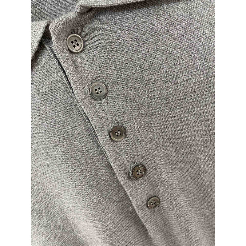 Thom Browne  Cotton 4-Bar Short Sleeve Polo Gray