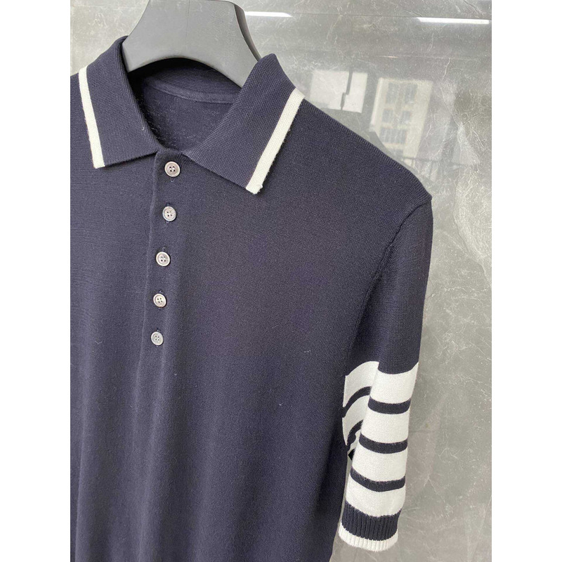 Thom Browne  Cotton 4-Bar Short Sleeve Polo Black