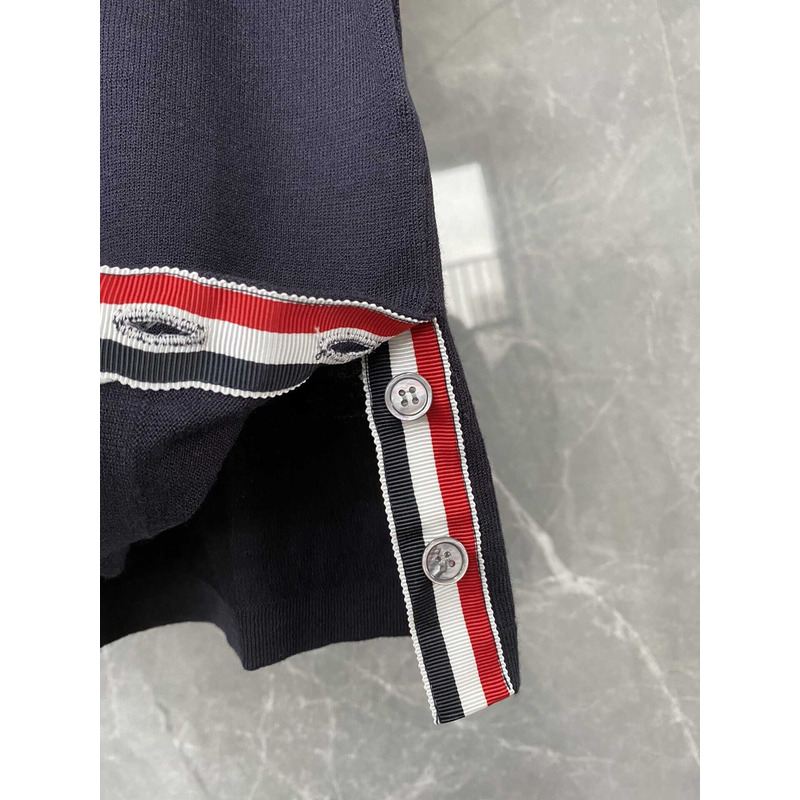 Thom Browne Cotton Short Sleeve Polo Shirt Black