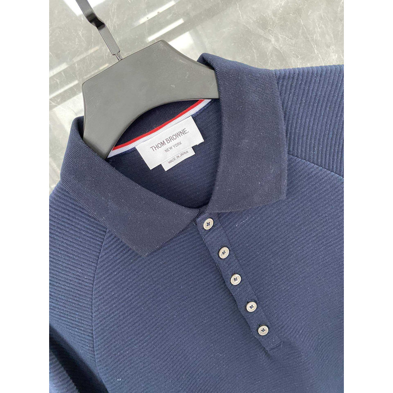 Thom Browne Cotton Polo Shirt Blue