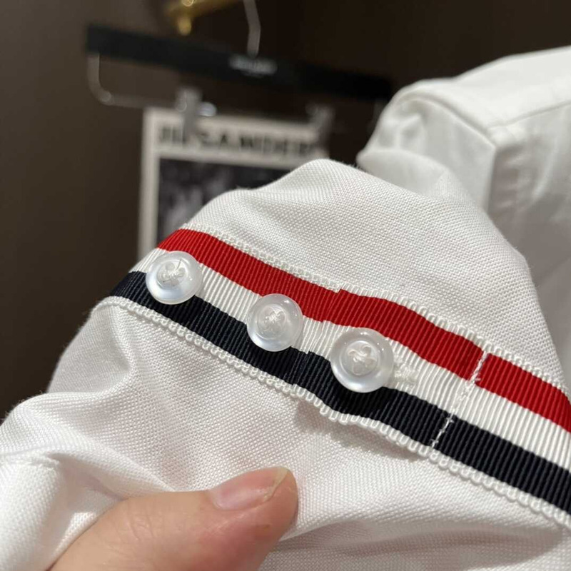 Thom Browne RWB Striped Polo Shirt White