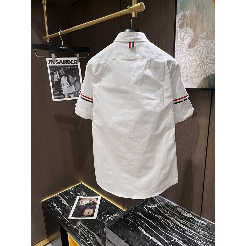Thom Browne RWB Striped Polo Shirt White