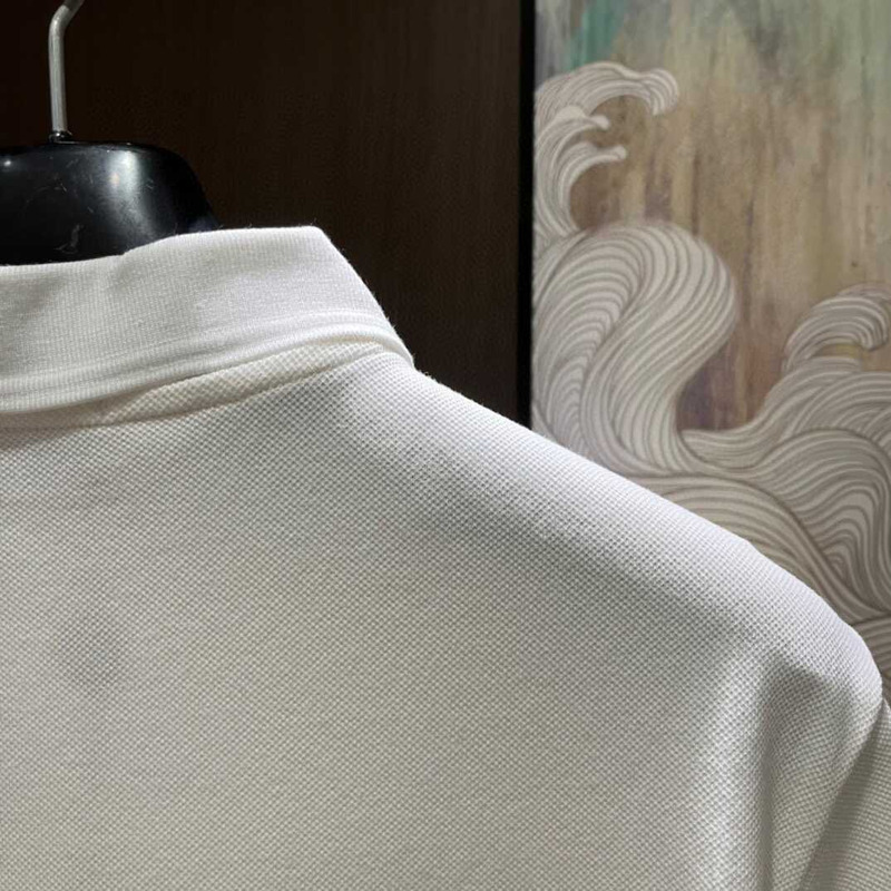 Moncler Logo Embroidered Polo Shirt White