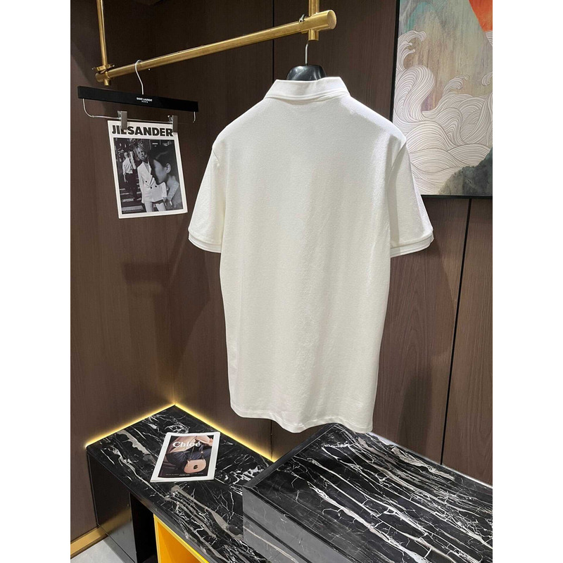 Moncler Logo Embroidered Polo Shirt White