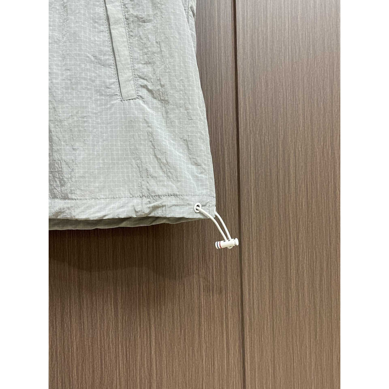 Thom Browne 4-Bar Striped Zipped Ripstop Hooded Gilet Grey