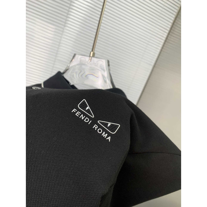 F**di logo printed cotton t-shirt black