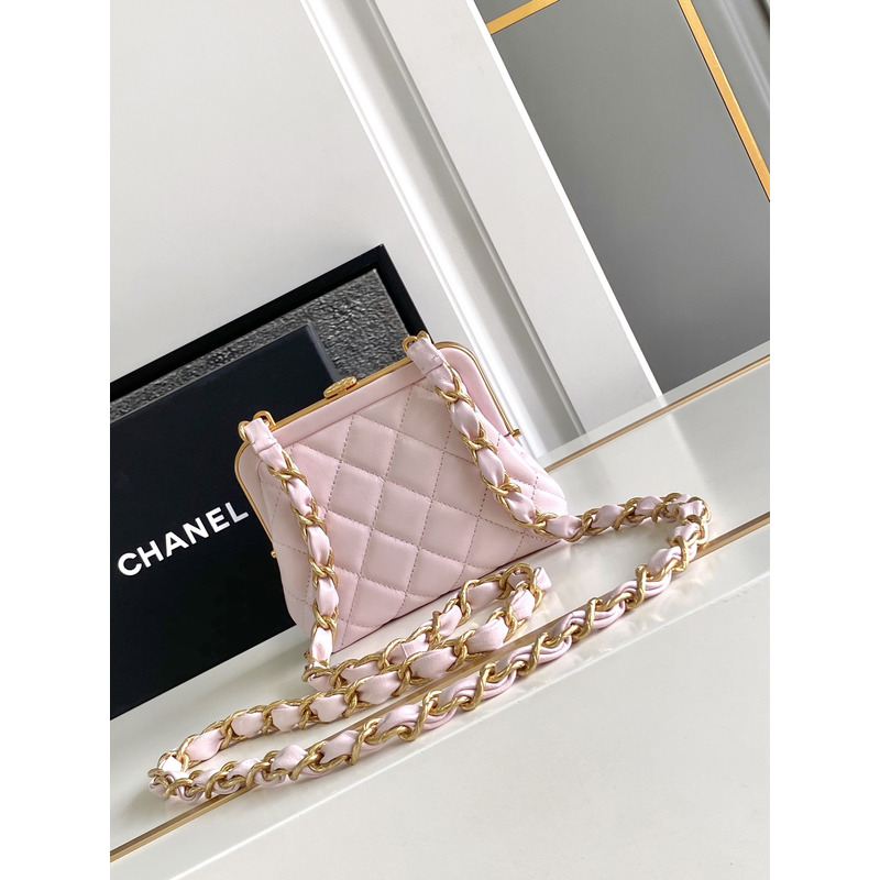 Ch*el chain bag patent shiny lambskin gold-tone metal pink
