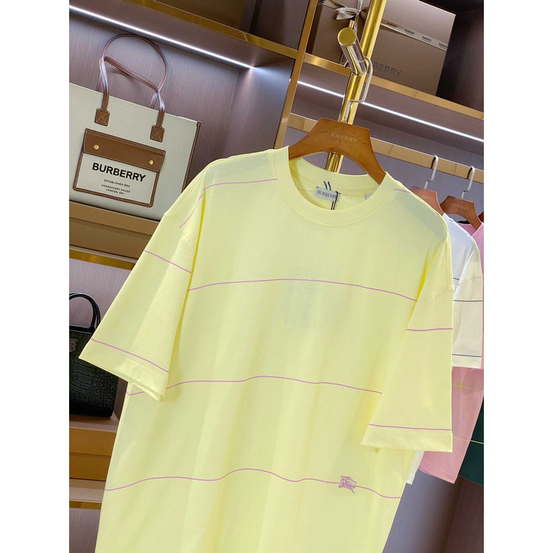 B**rry embroidered t-shirt with diagonal stripes yellow